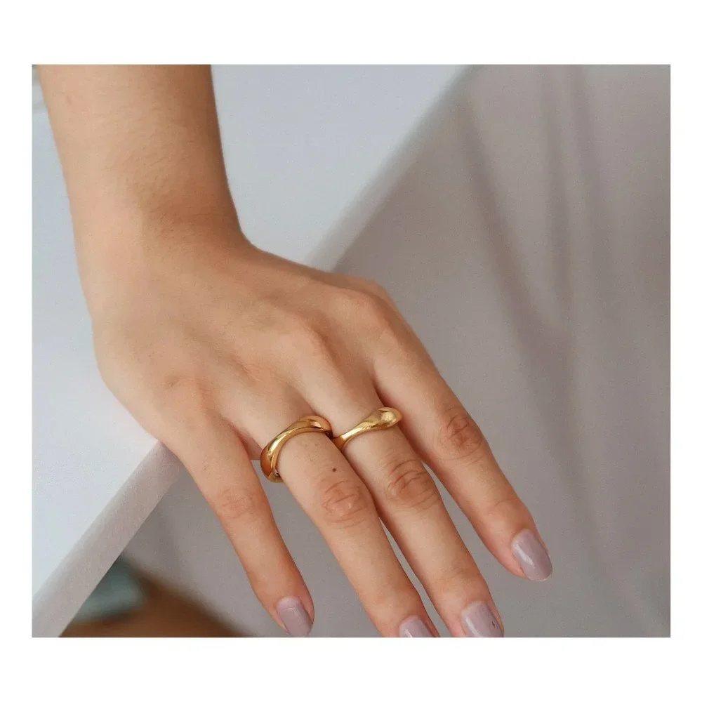 NEW 18K Gold Plated Wave Curve Ring
